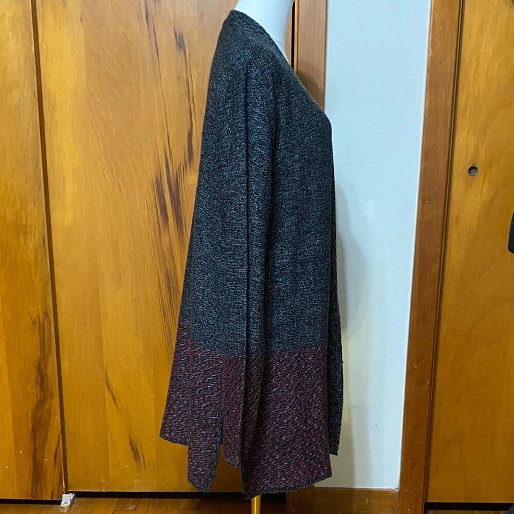 NWT Dark Gray Maroon Knit Open Cardigan Sweater Super Soft Layers Machine Wash - Picture 6 of 10